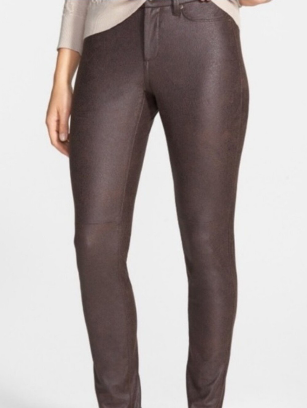 NYDJ Alina Textured Brown Faux Suede Leggings Size 8P